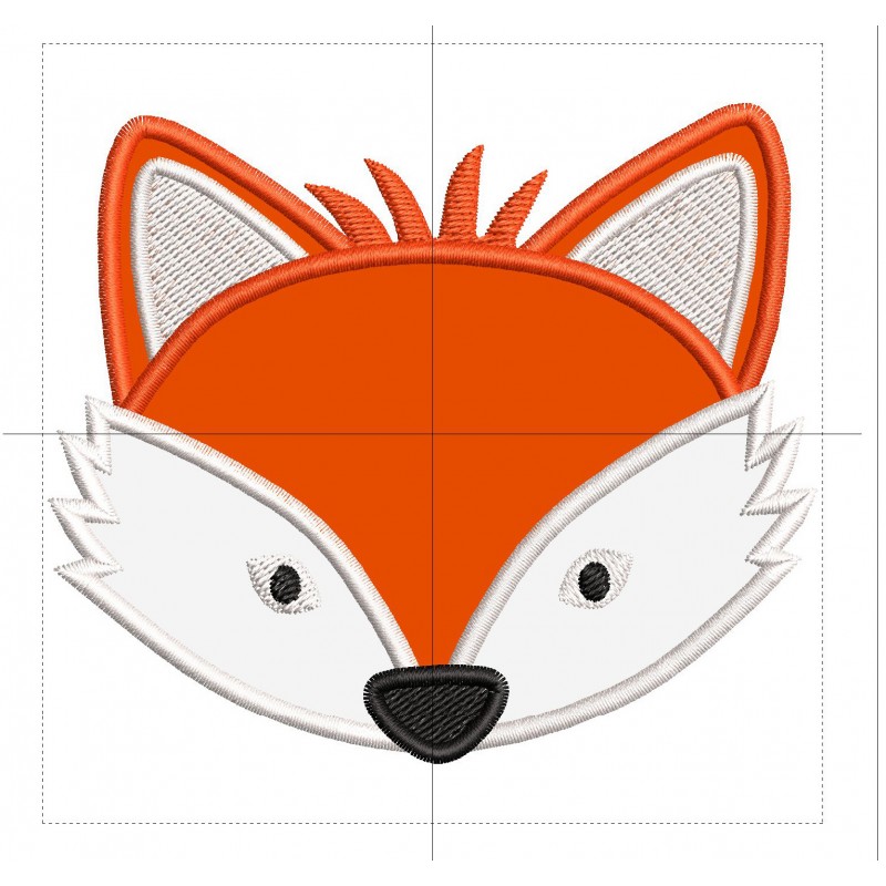 Fox Head Applique Design Embr