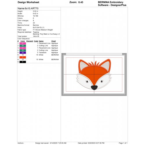 Fox Head Applique Design Embr Fox Head Applique Design Embr