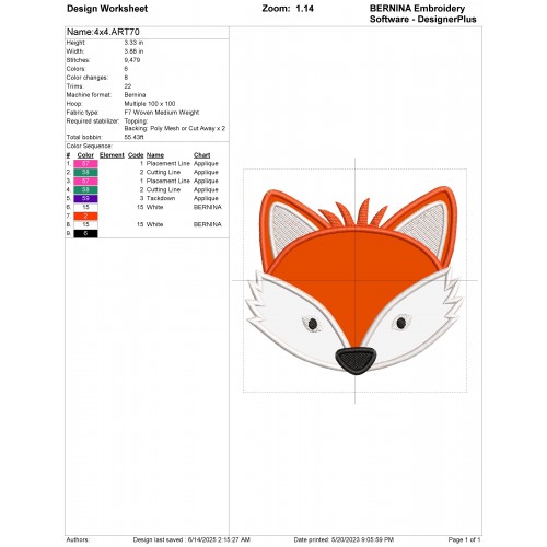 Fox Head Applique Design Embr Fox Head Applique Design Embr