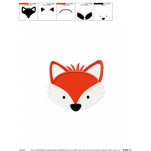 Fox Head Embroidery Design Embr