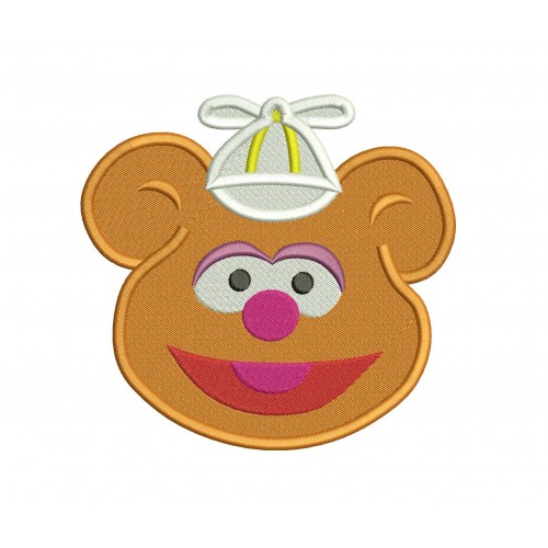 Fozzie Head the Muppet Babies Filled Embroidery Design