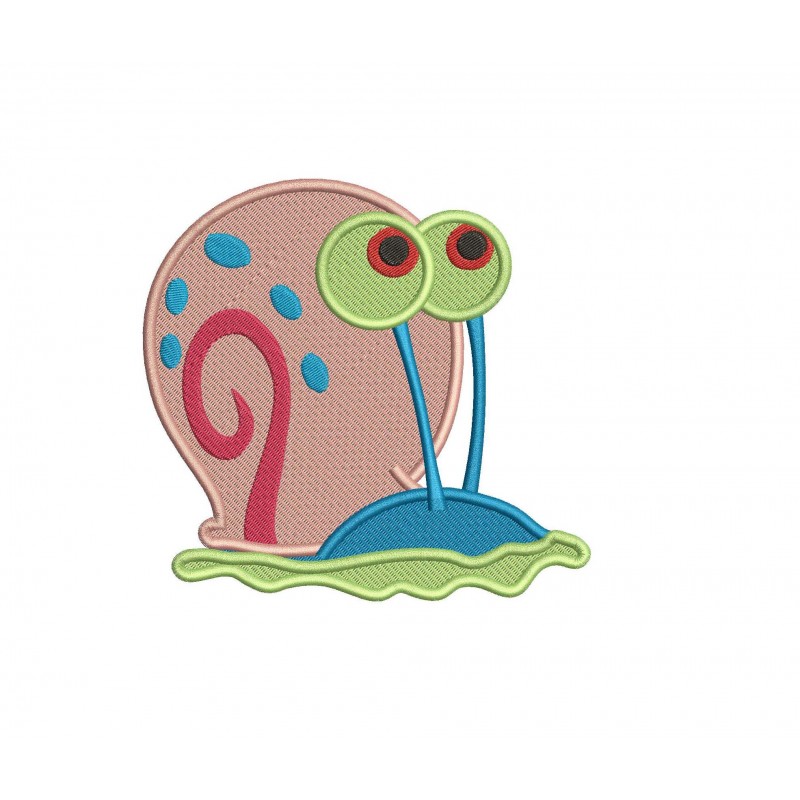 Gary the Snail Spongebob Squarepants Fill Stitch Embroidery Design