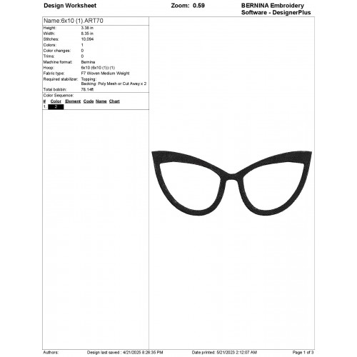 Glasses Embroidery Design Embr