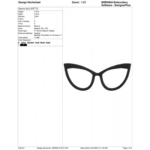 Glasses Embroidery Design Embr