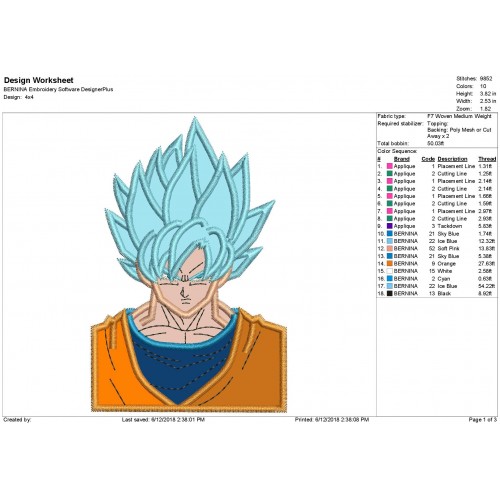 Goku Super Saiyan Applique Design