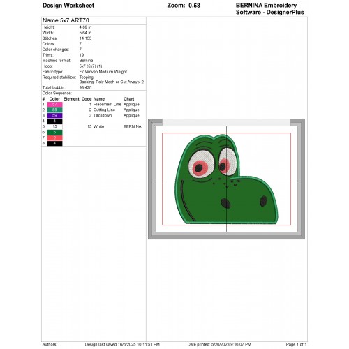 Good Dinosaur Arlo Peeker Applique Design Embr