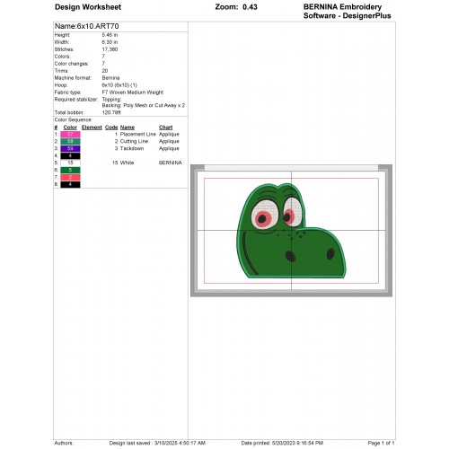 Good Dinosaur Arlo Peeker Applique Design Embr