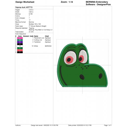 Good Dinosaur Arlo Peeker Applique Design Embr