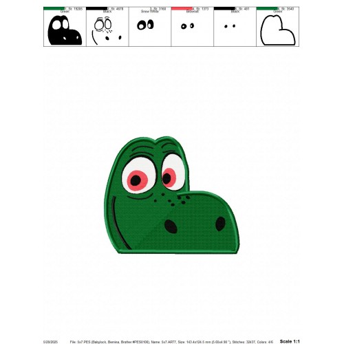 Good Dinosaur Arlo Peeker Embroidery Design Embr