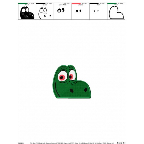 Good Dinosaur Arlo Peeker Embroidery Design Embr