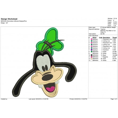 Goofy Face Machine Applique Design