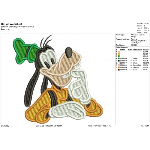 Goofy Machine Filled Embroidery Design - Goofy Embroidery Design