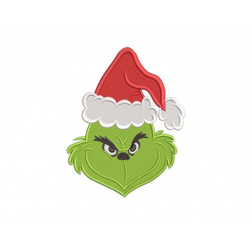 Grinch Christmas Face Embroidery Design Filling Stitch