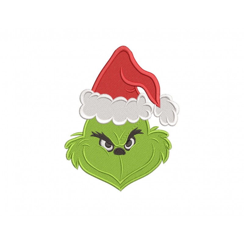 Grinch Christmas Face Embroidery Design Filling Stitch