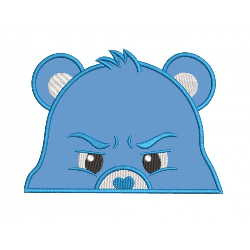 Grumpy Bear Peeker Applique Design