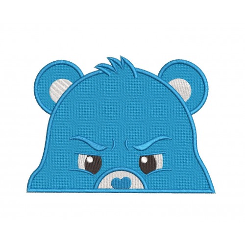 Grumpy Bear Peeker Embroidery Design Filled Stitch