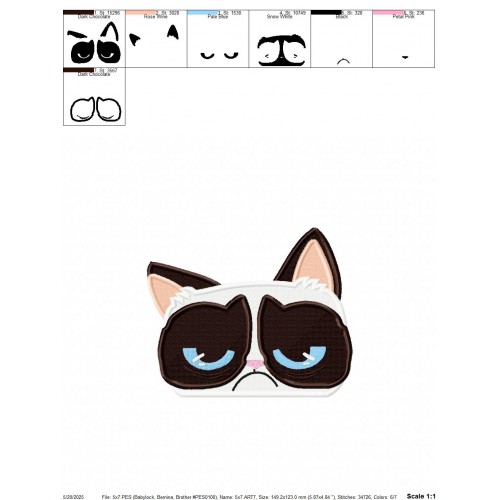 Grumpy Cat Peeker Embroidery Design Embr