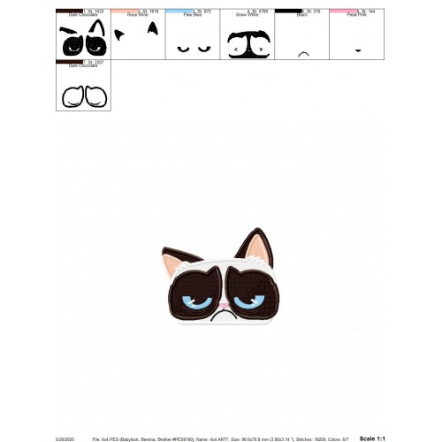 Grumpy Cat Peeker Embroidery Design Embr