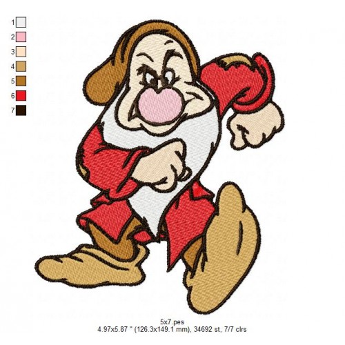 Grumpy the Seven Dwarfs Embroidery Design