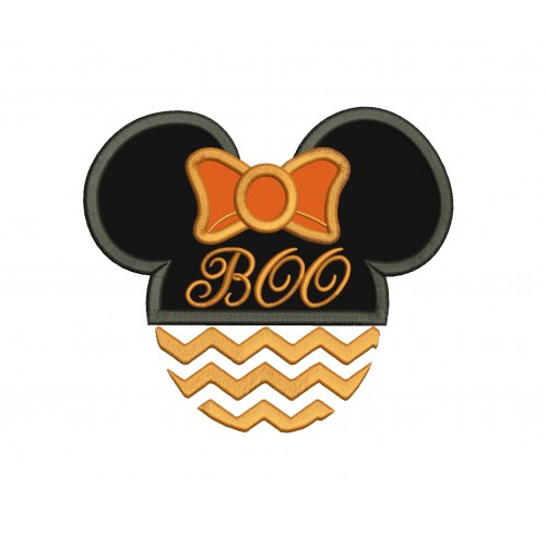 Halloween Boo Minnie Mouse Applique Design