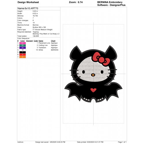 Halloween Kitty Applique Design Embr