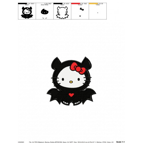 Halloween Kitty Embroidery Design Embr