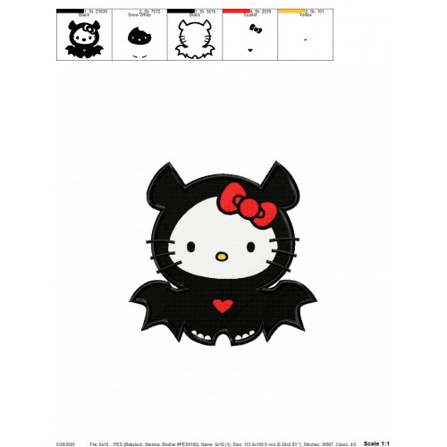 Halloween Kitty Embroidery Design Embr