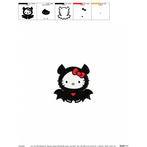 Halloween Kitty Embroidery Design Embr