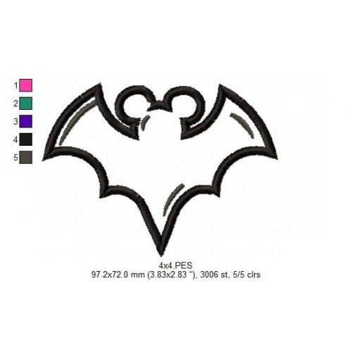 Halloween Mickey Mouse Bat Applique Design