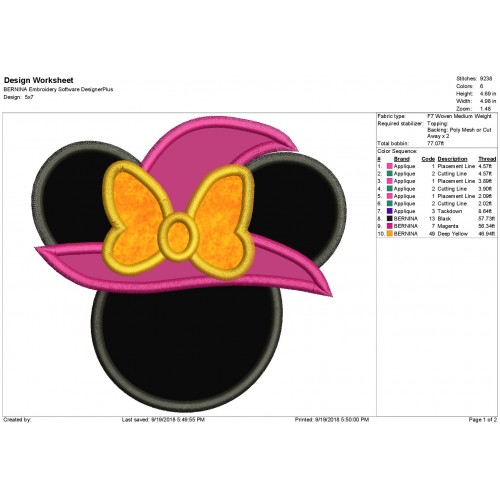 Halloween Minnie Mouse Witch Applique Design