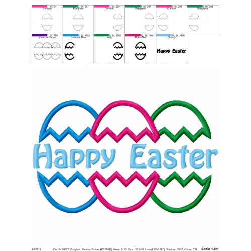 Happy Easter Applique Design Easter Eggs Applique