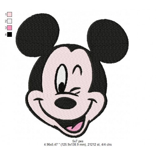 Happy Mickey Face Embroidery Design