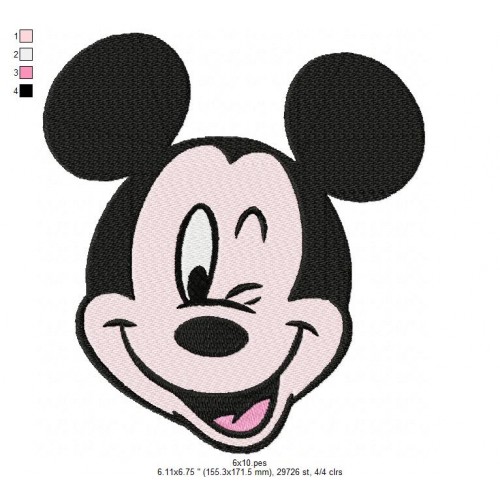 Happy Mickey Face Embroidery Design