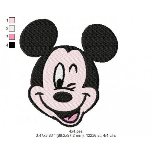 Happy Mickey Face Embroidery Design