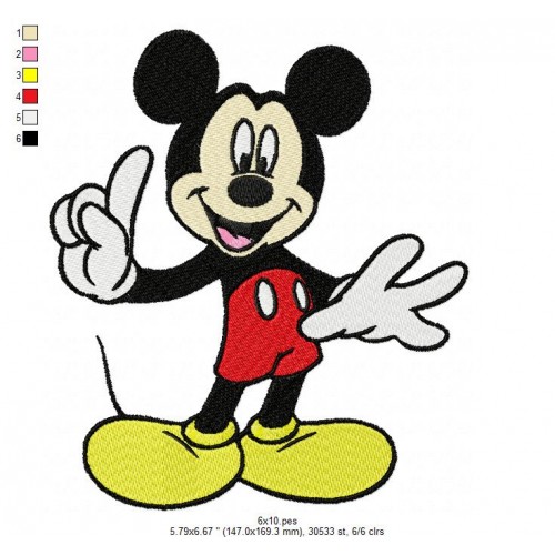 Happy and Cool Mickey Mouse Machine Embroidery Design