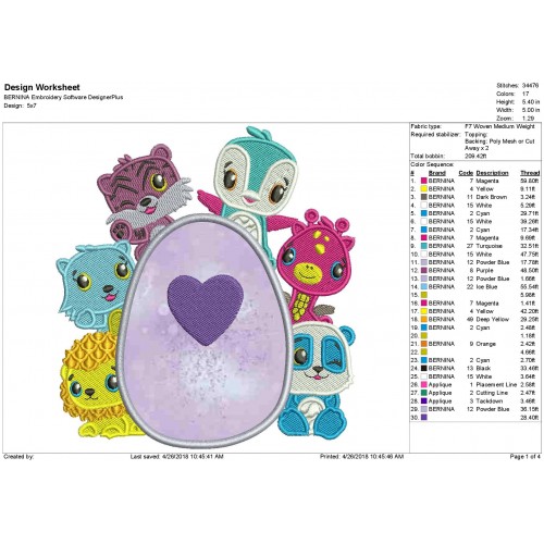 Hatchimal Applique Design