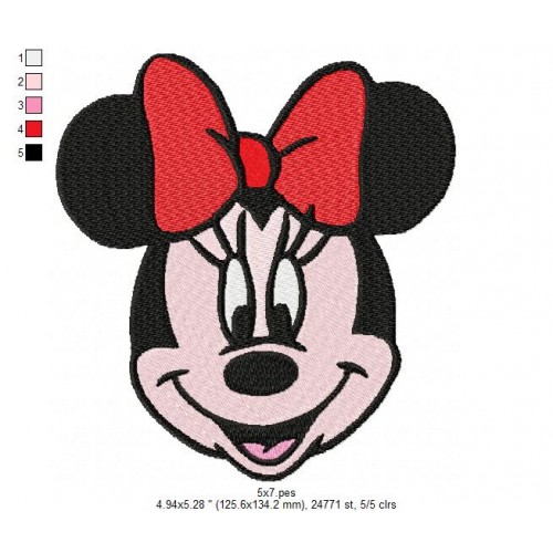 Head Minnie Mouse Embroidery Design