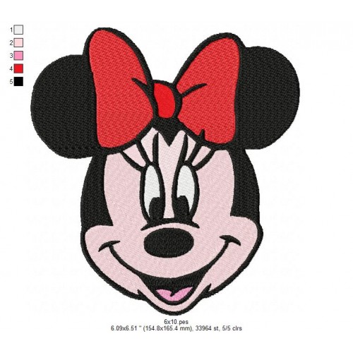 Head Minnie Mouse Embroidery Design