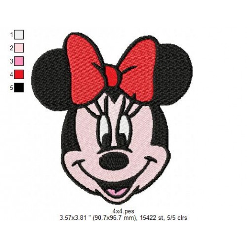 Head Minnie Mouse Embroidery Design