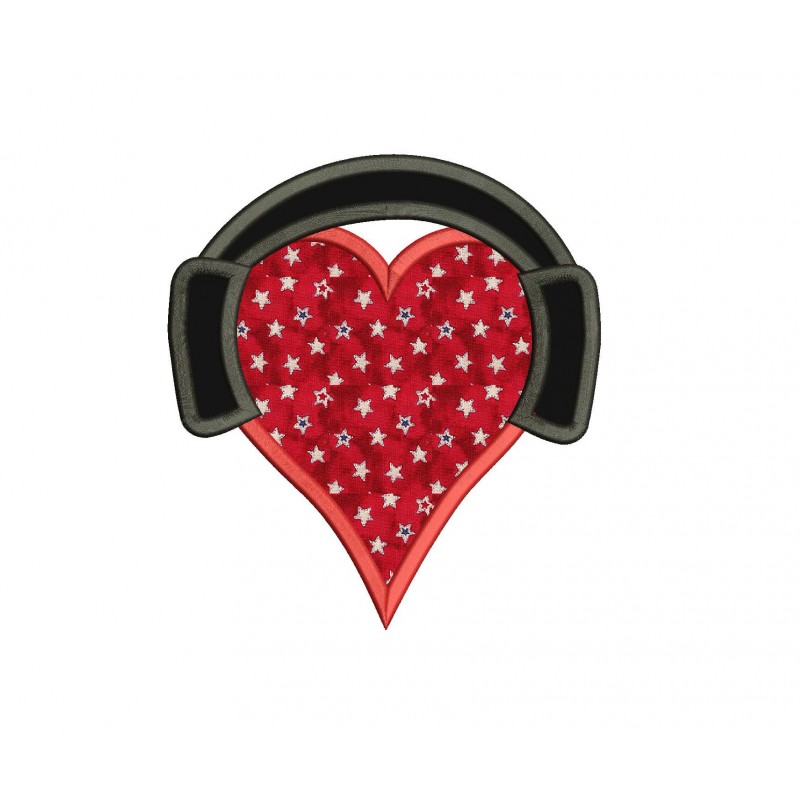 Heart Music Lovers Applique Design