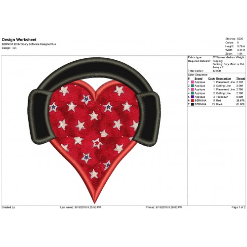 Heart Music Lovers Applique Design