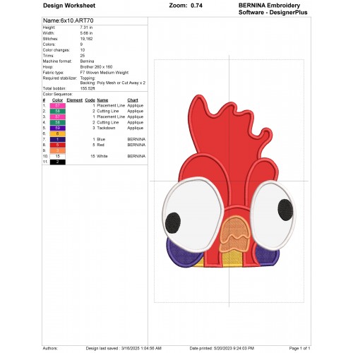 Hei hei Moana Peeker Applique Design Embr