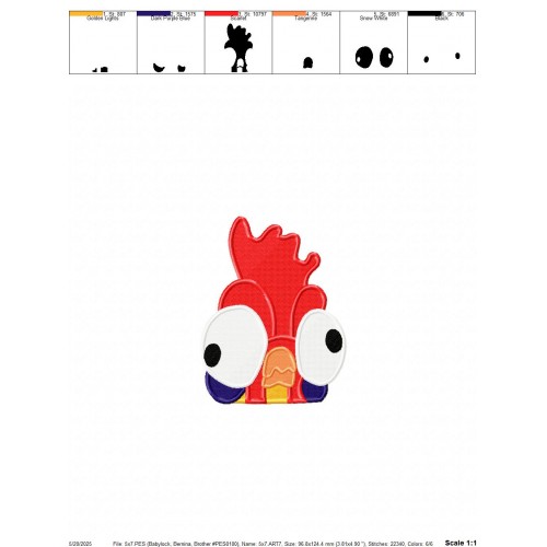 Hei hei Moana Peeker Embroidery Design Embr