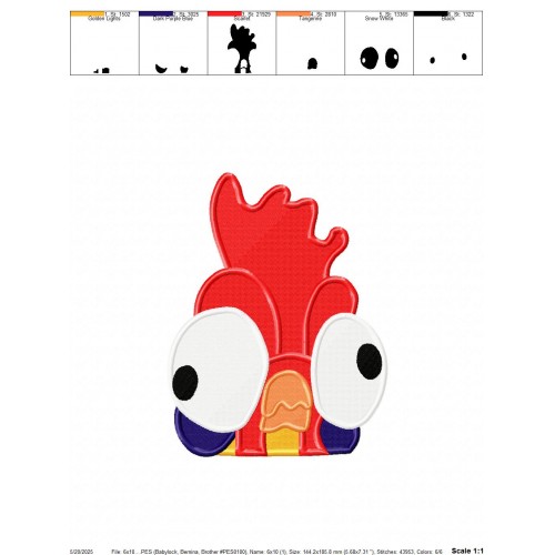 Hei hei Moana Peeker Embroidery Design Embr