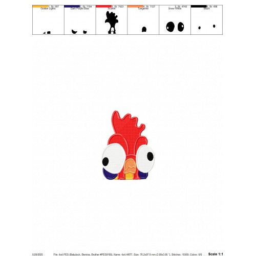Hei hei Moana Peeker Embroidery Design Embr