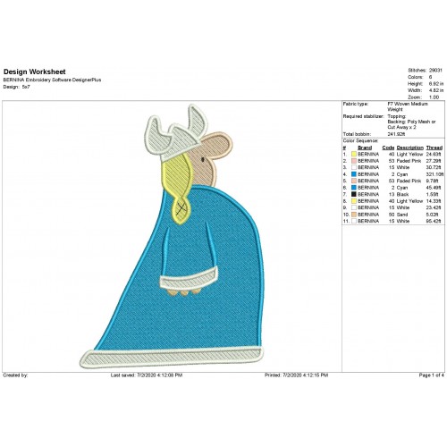 Helga Horrible Cartoon Full Embroidery Design