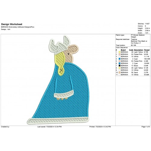 Helga Horrible Cartoon Full Embroidery Design