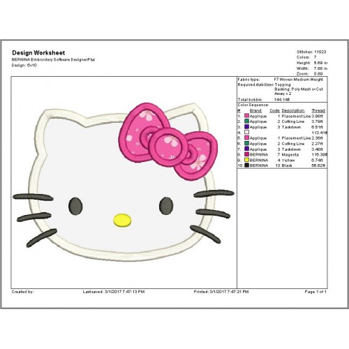 Hello Kitty Applique Design