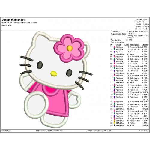 Hello Kitty Applique Machine Design
