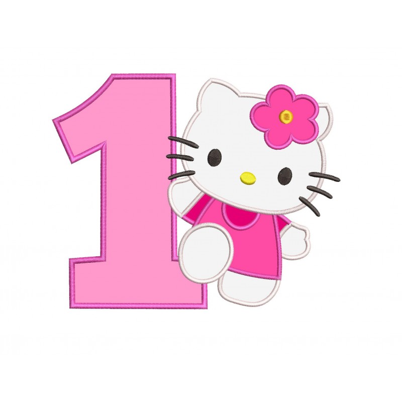 Hello Kitty Birthday Number 1 Applique Design